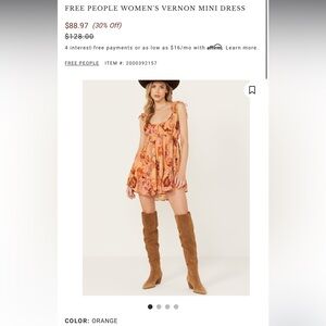 Free People Vernon Women’s Dress Orange